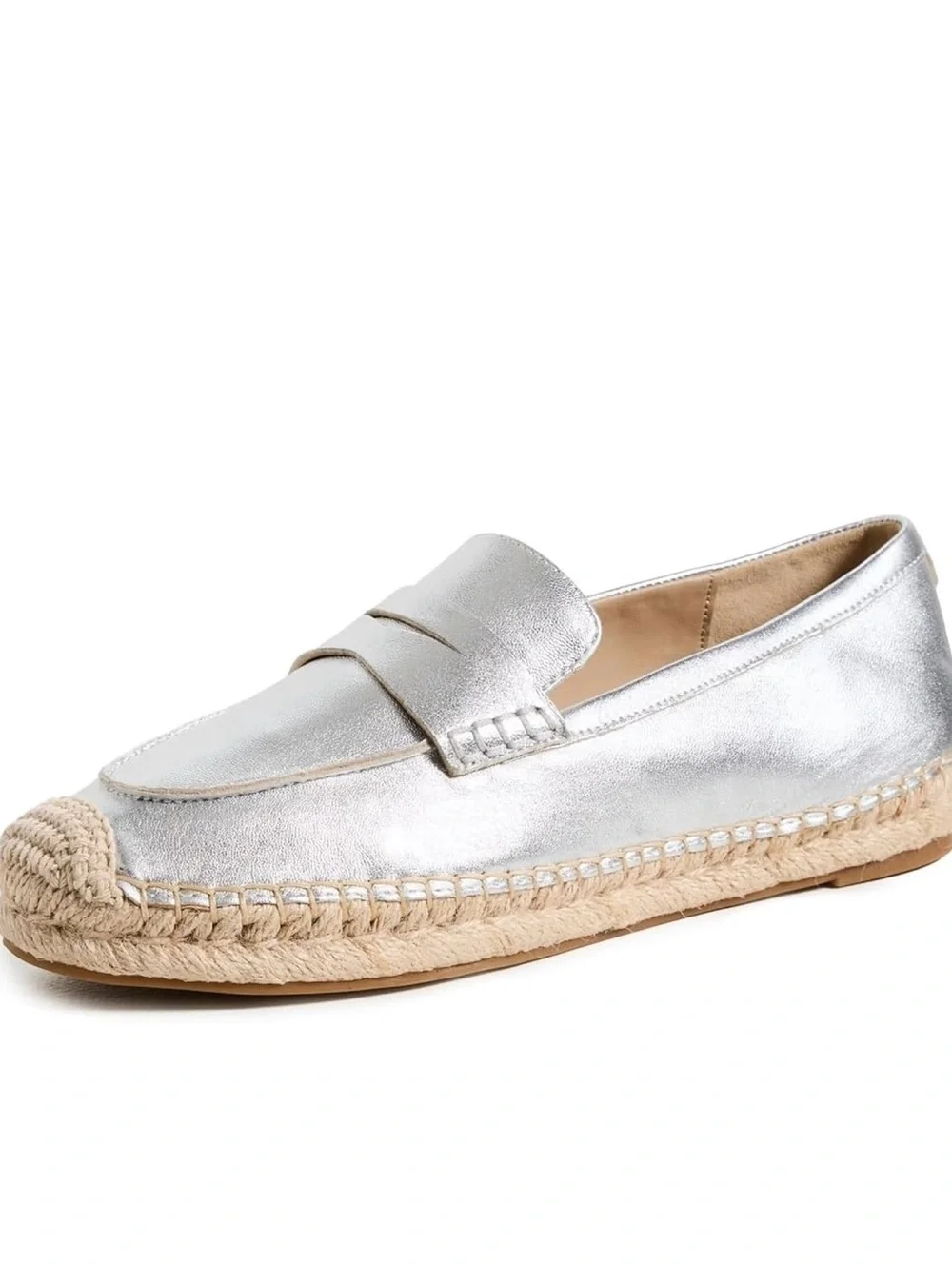 Sam Edelman Silver Metallic Espadrille Loafer - Size 11